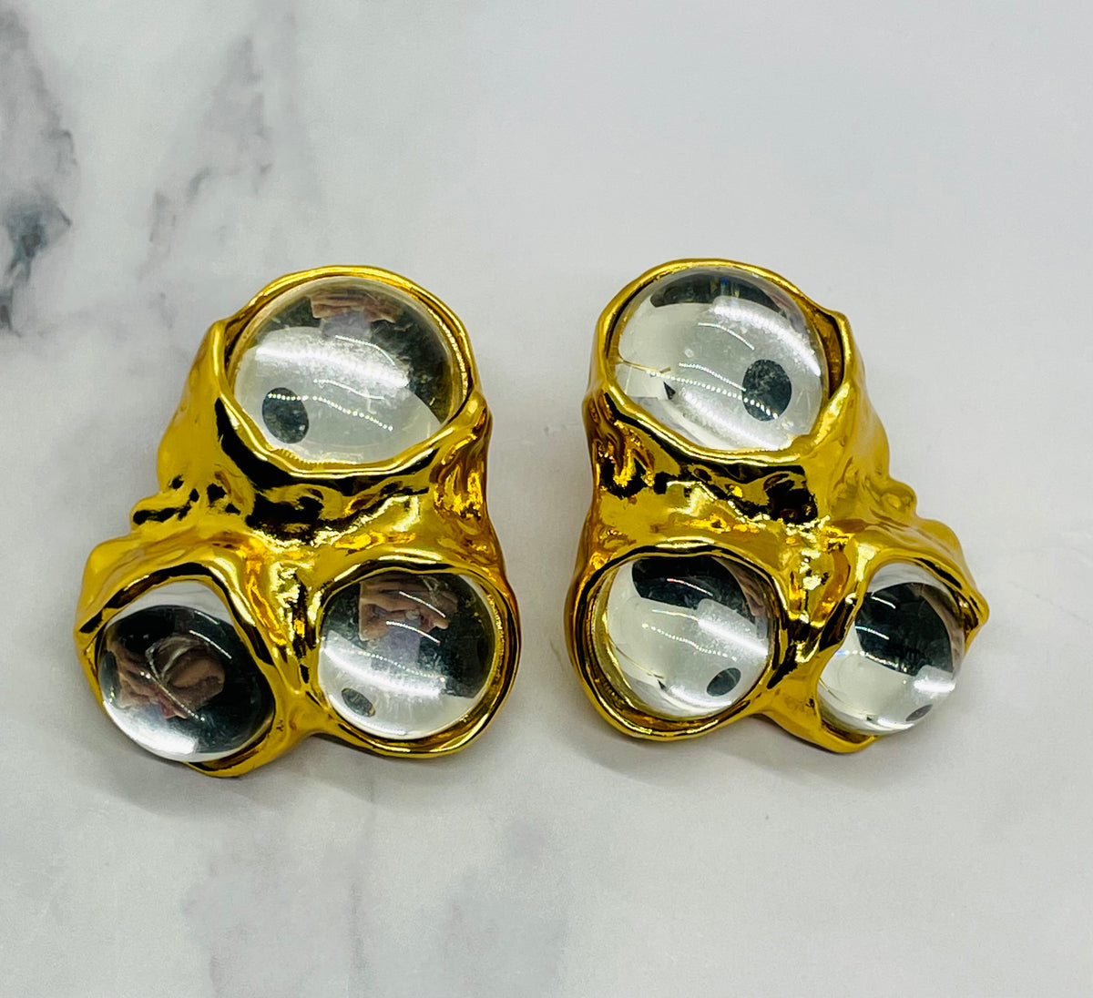 YSL YVES SAINT LAURENT Cabochon Resin Clip On Earrings - Pre owned