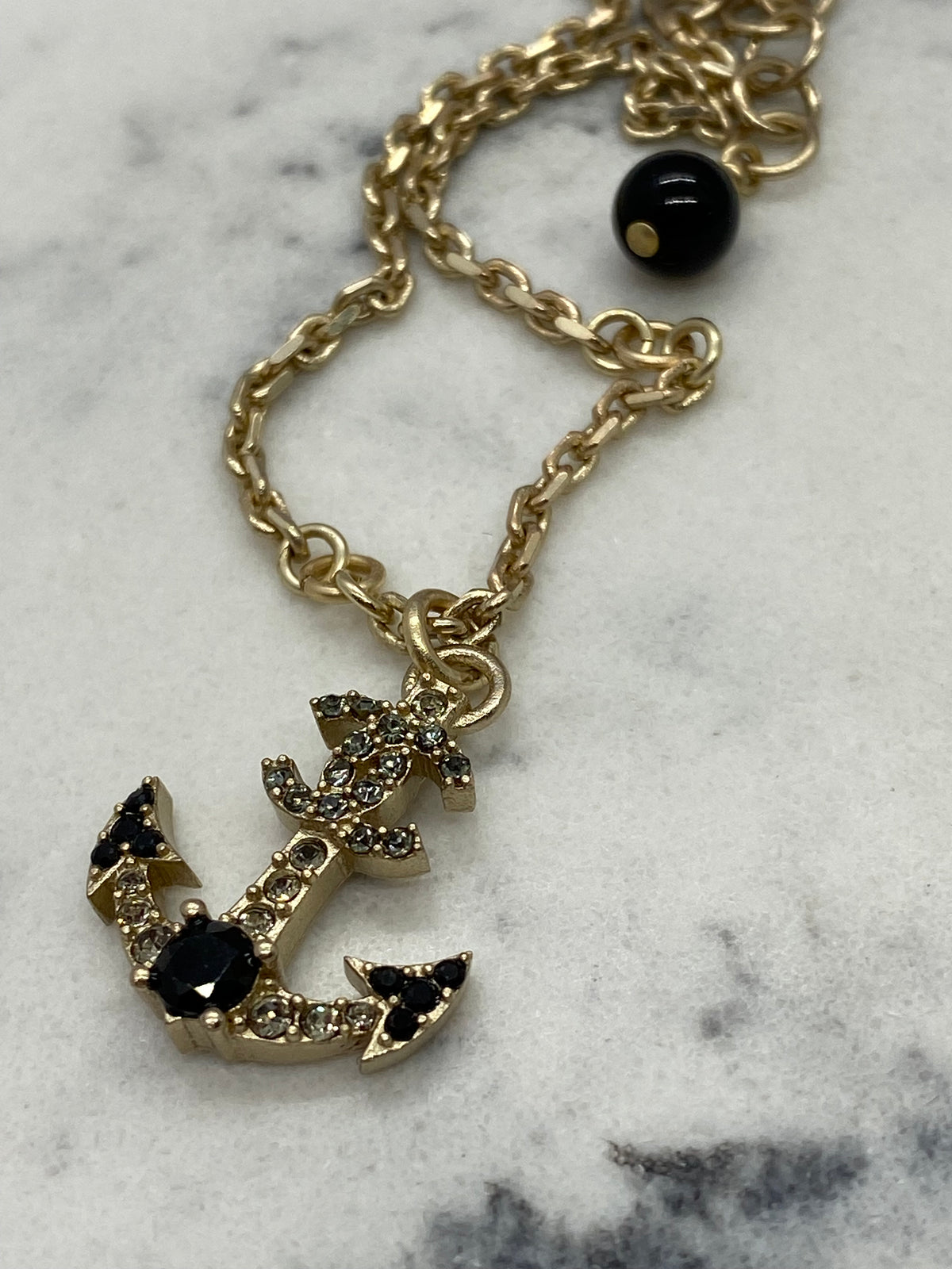 CHANEL CC Rhinestone Anchor Charm Bracelet - Pre owned