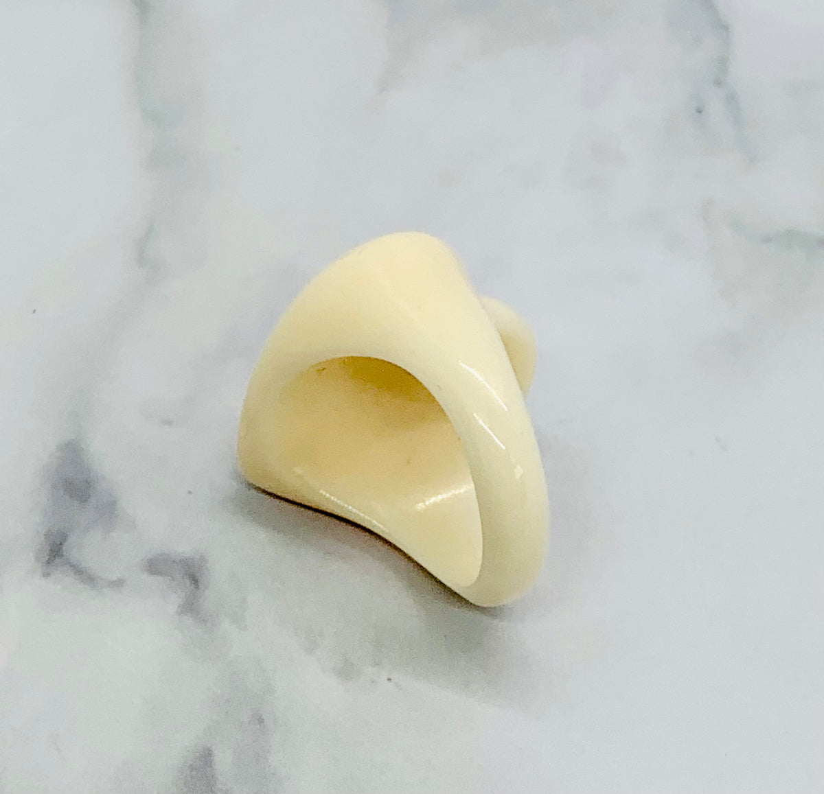 CELINE Monogram Acrylic White Heart Ring Size 7 M - Pre owned