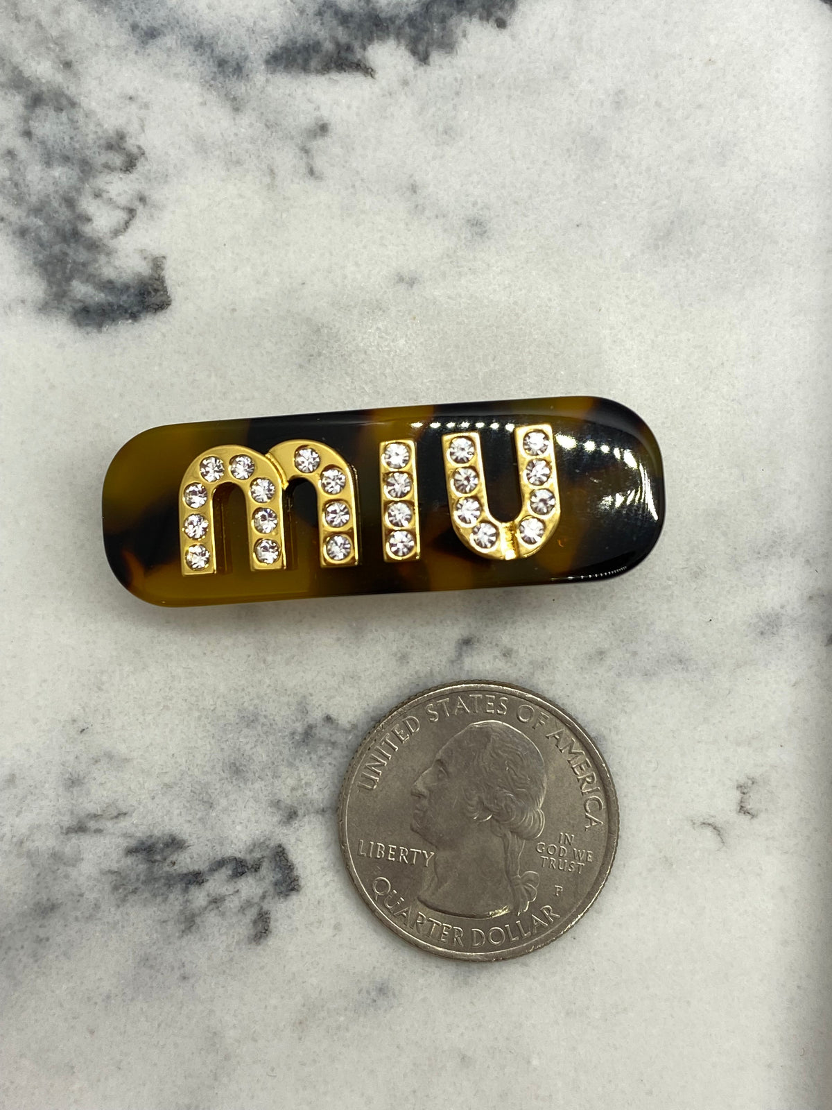 MIU MIU Tortoise Rhinestone Hair Clip Barrette - Pre owned