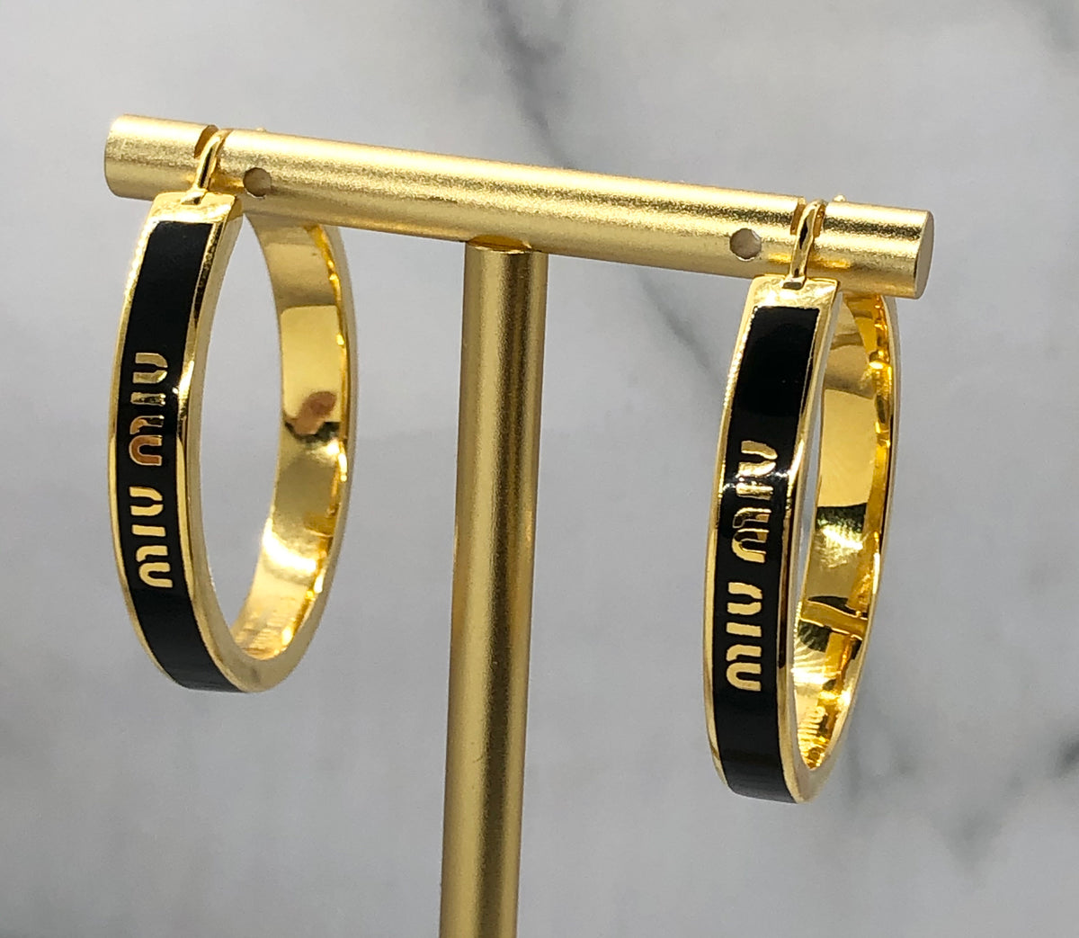 MIU MIU Black Hoop Earrings - Pre owned