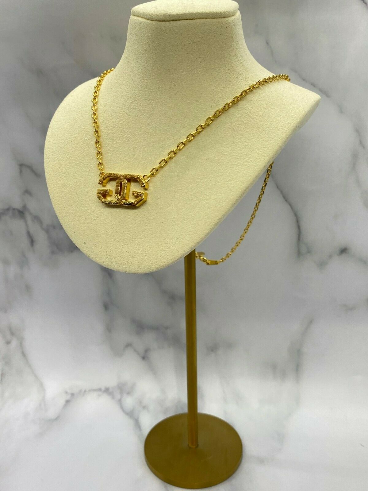 GIVENCHY GG Gold Tone Logo Chain Necklace - Pre owned