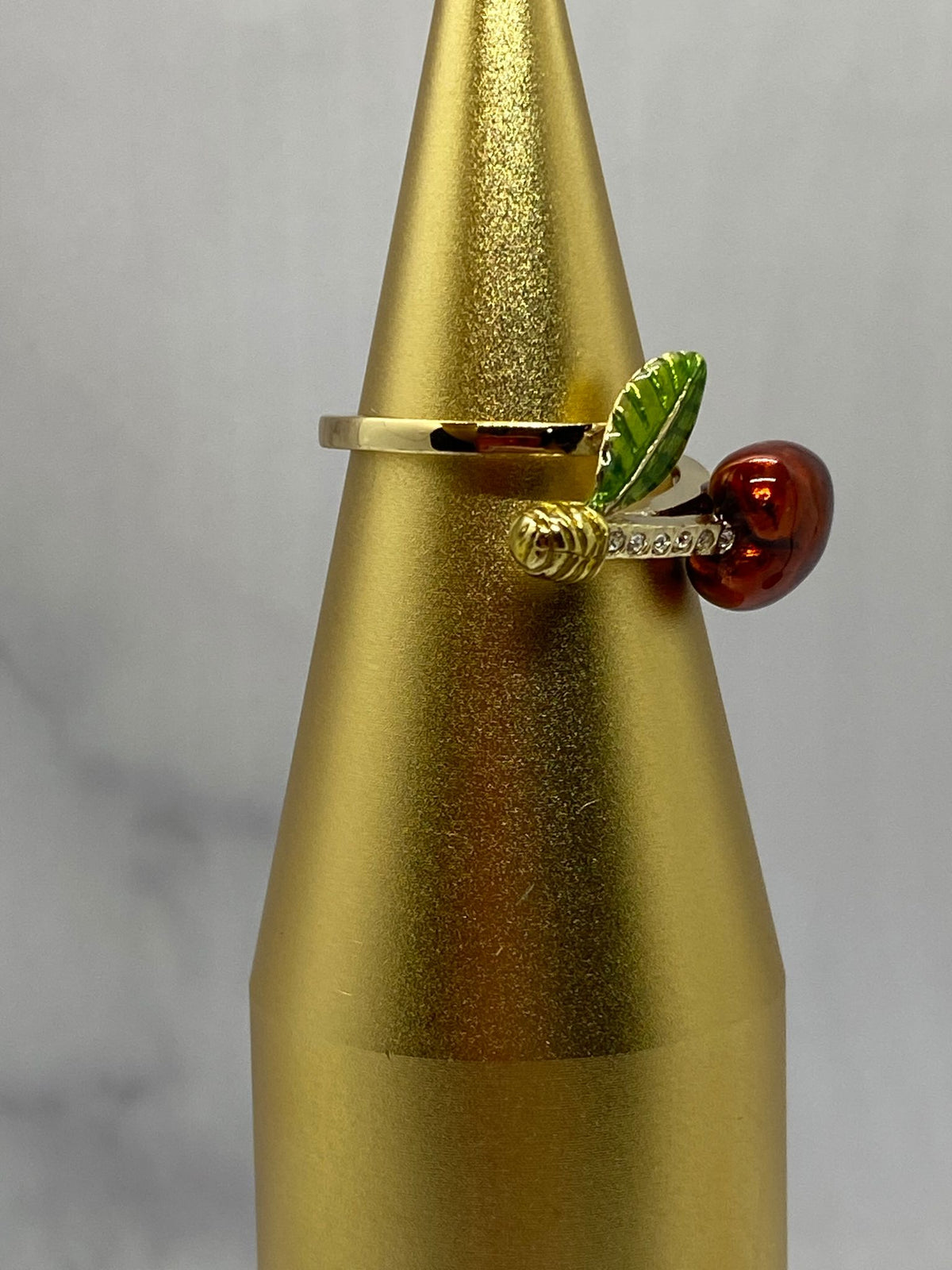 MIU MIU Cherry Rhinestone Ring Size 7 M - Pre owned