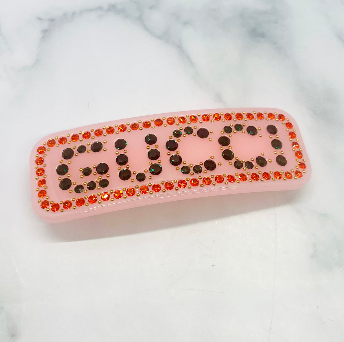 GUCCI Rhinestone Pink Barrette Hair Clip - Pre owned