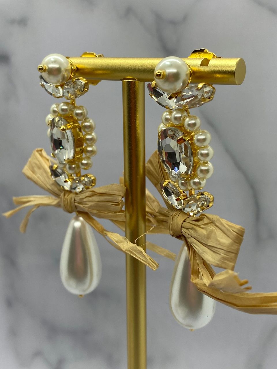 SIMONE ROCHA Bow Rhinestone & Pearl Earrings - Pre owned