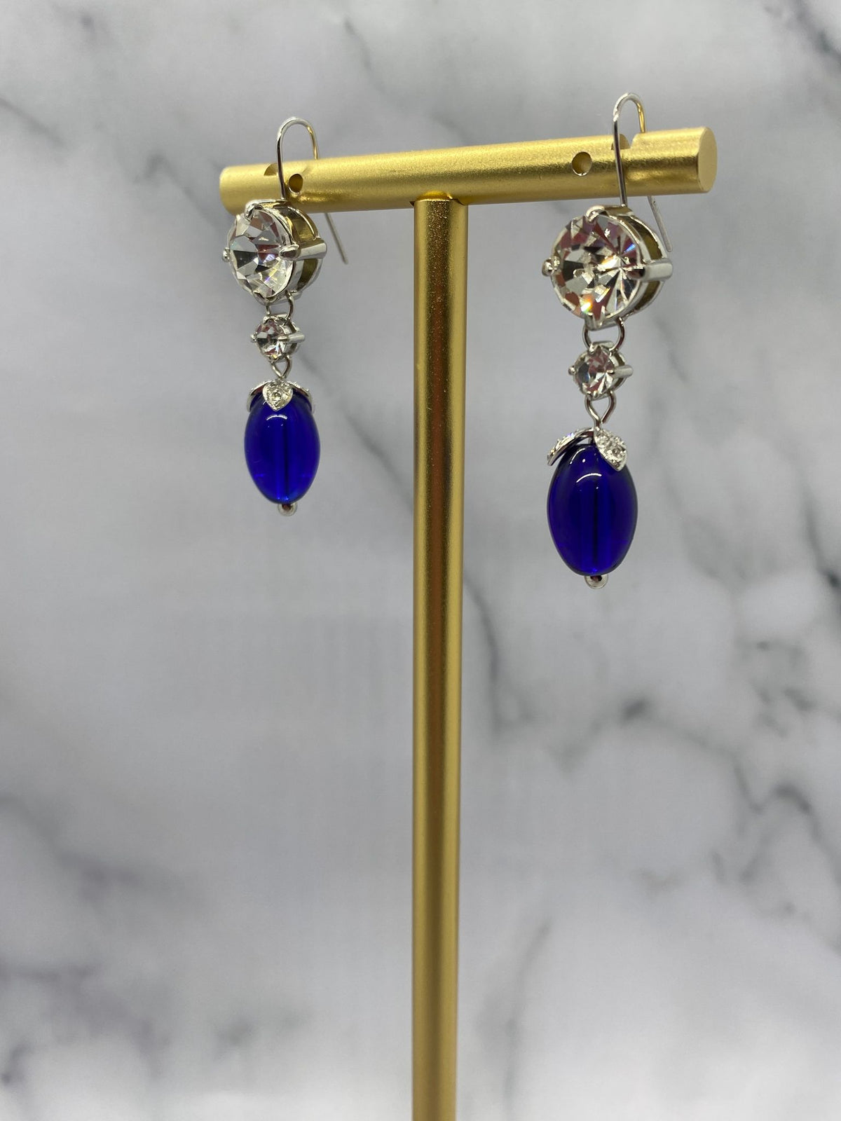 MIU MIU Blue Rhinestone Pendant Earrings - Pre owned