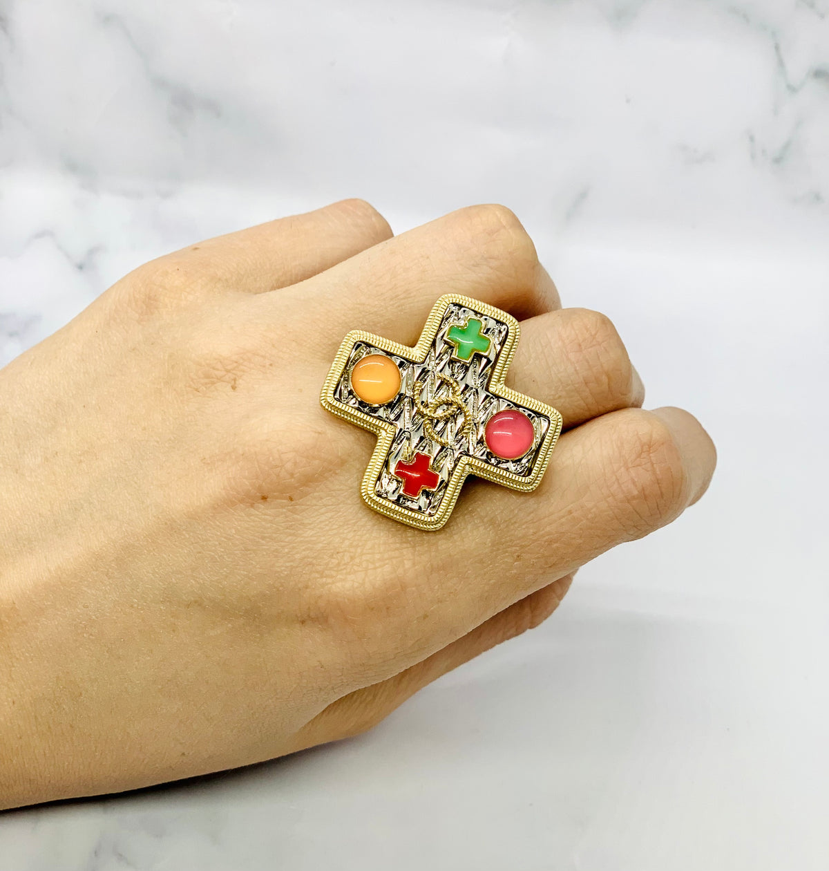 CHANEL Vintage Cross Ring - Size 7 , USED