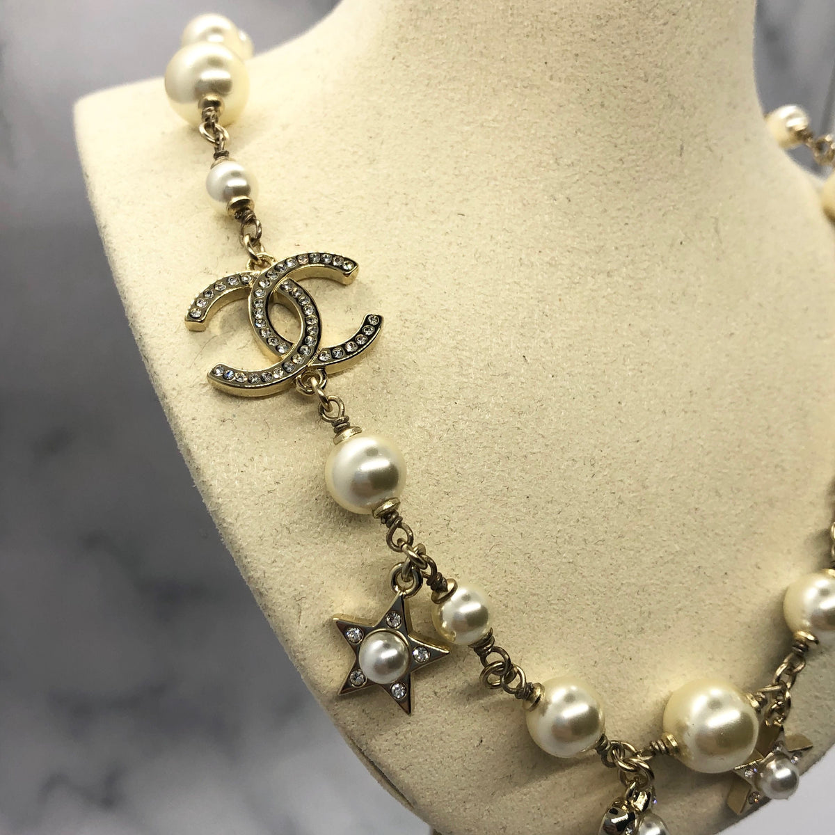 CHANEL CC Stars Charm Necklace - USED