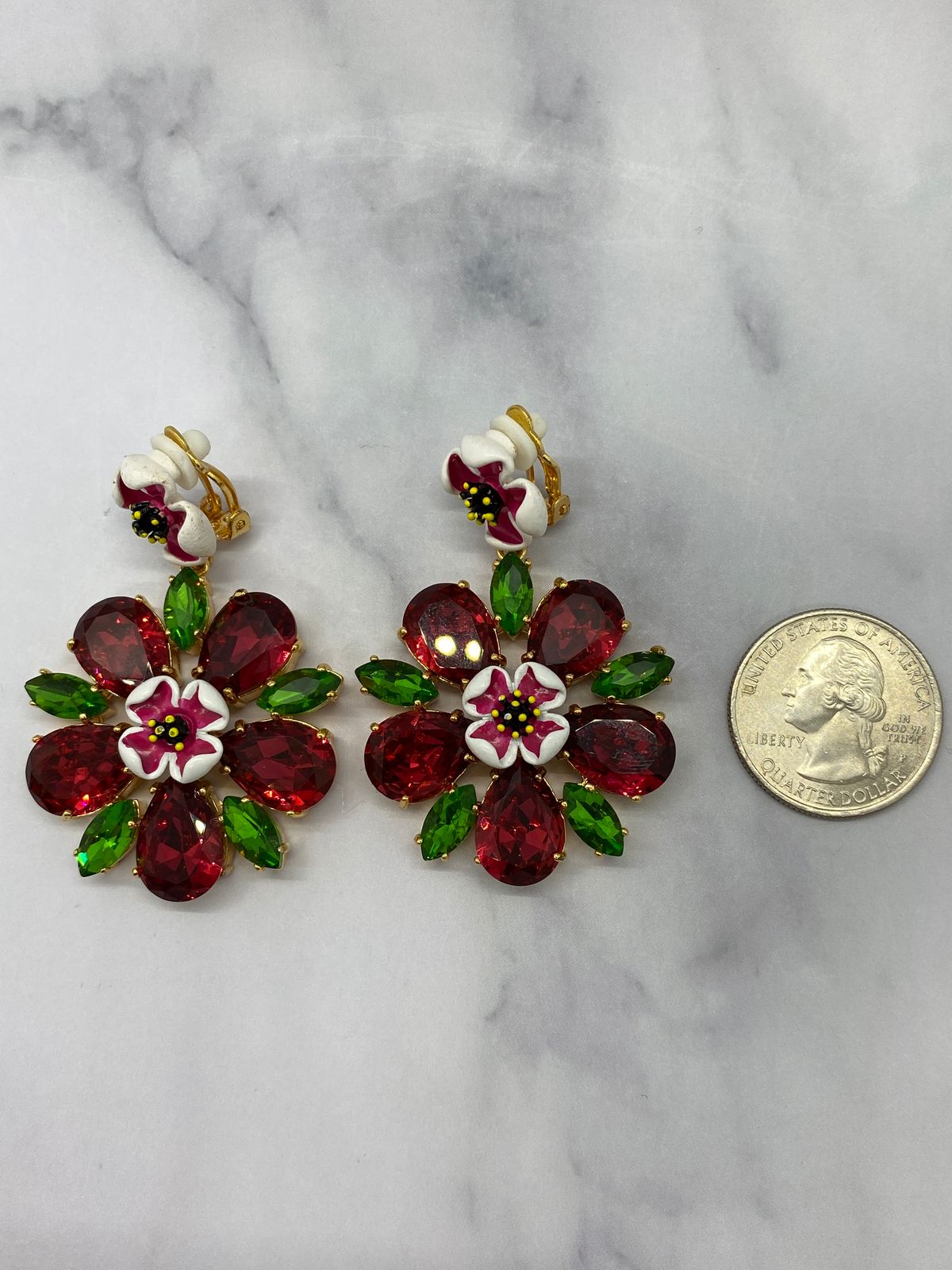 Dolce & Gabbana Rhinestone Flower Runway D&G Earrings - Pre owned