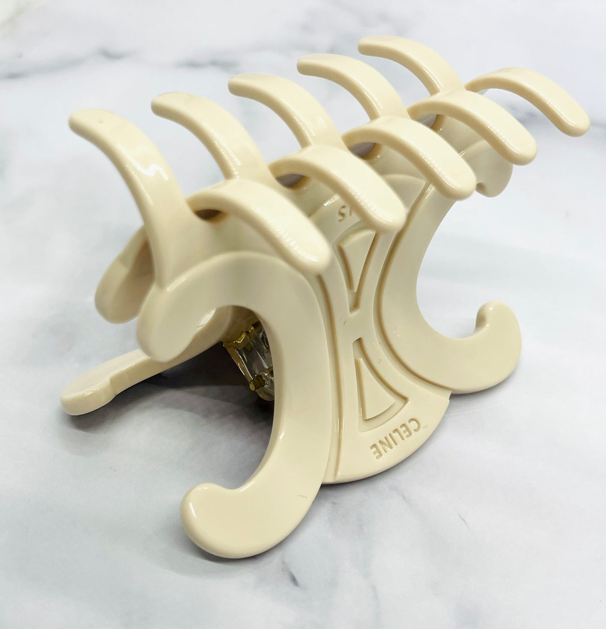 CELINE Cream Monogram Hair Clip - Pre owned