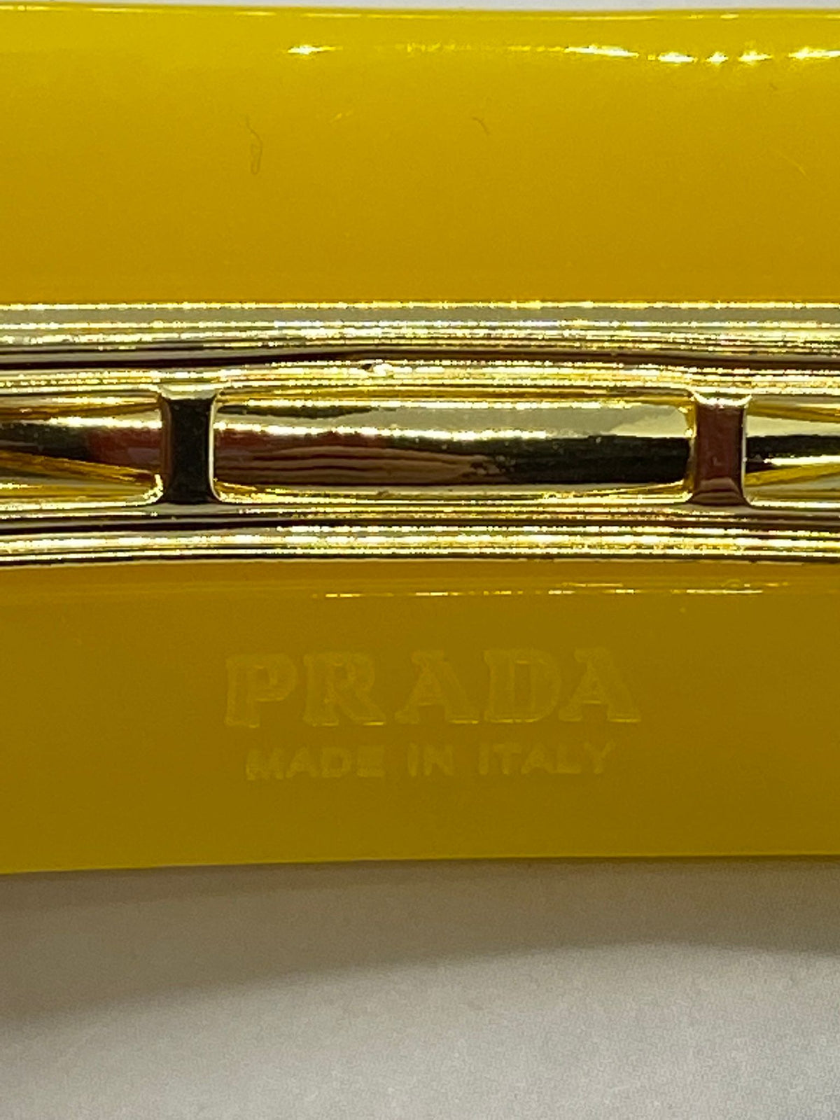 PRADA Yellow Resin Gold Studded Hair Clip Barrette - Pre owned