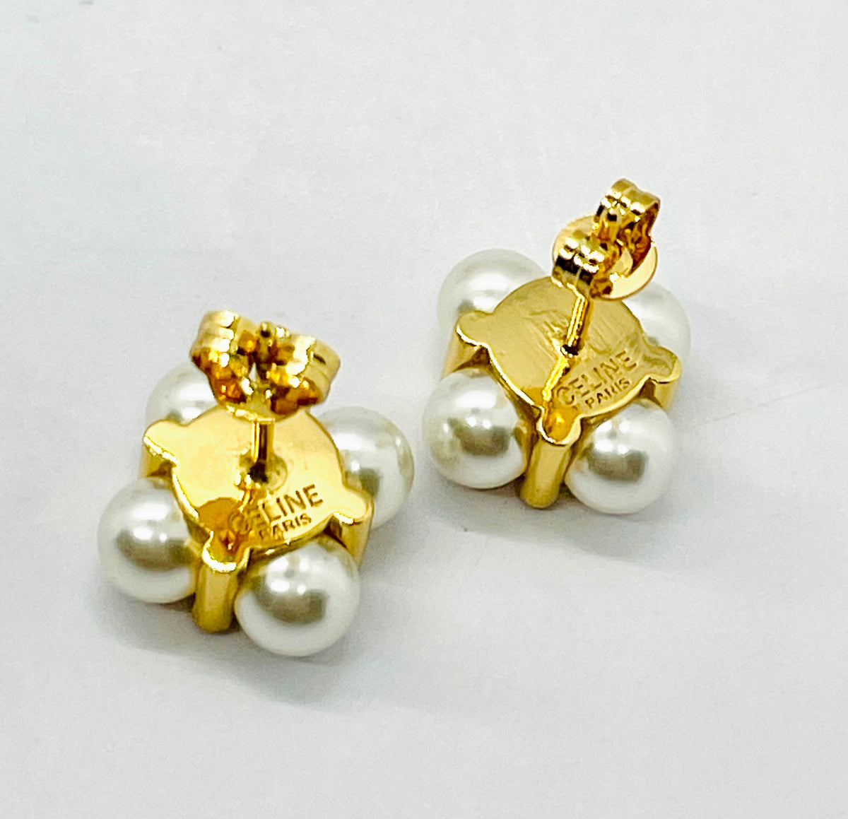 CELINE Monogram Pearl Earrings - Pre owned