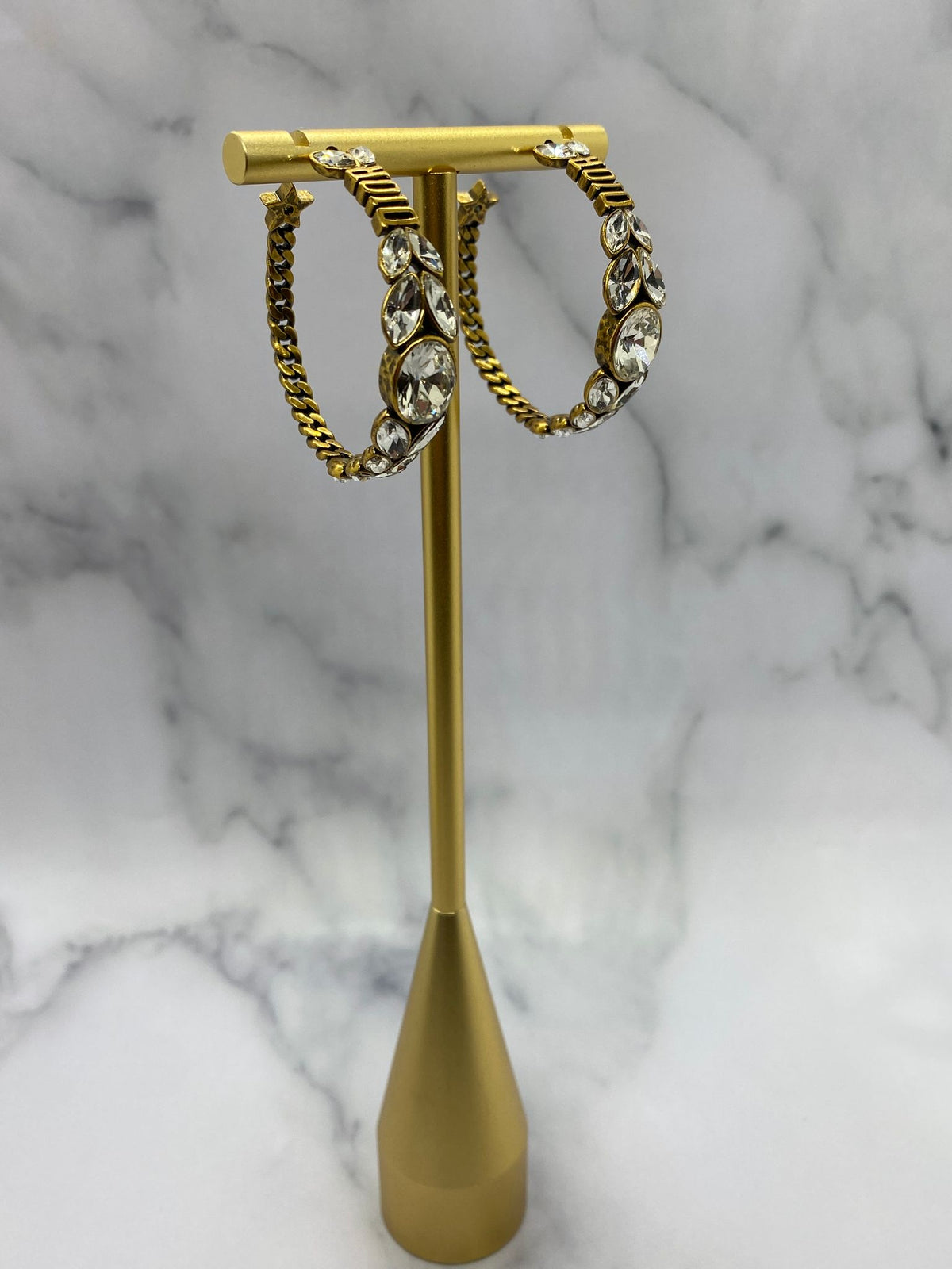 CHRISTIAN DIOR Crystal Adorned Hoop Earrings - Pre owned