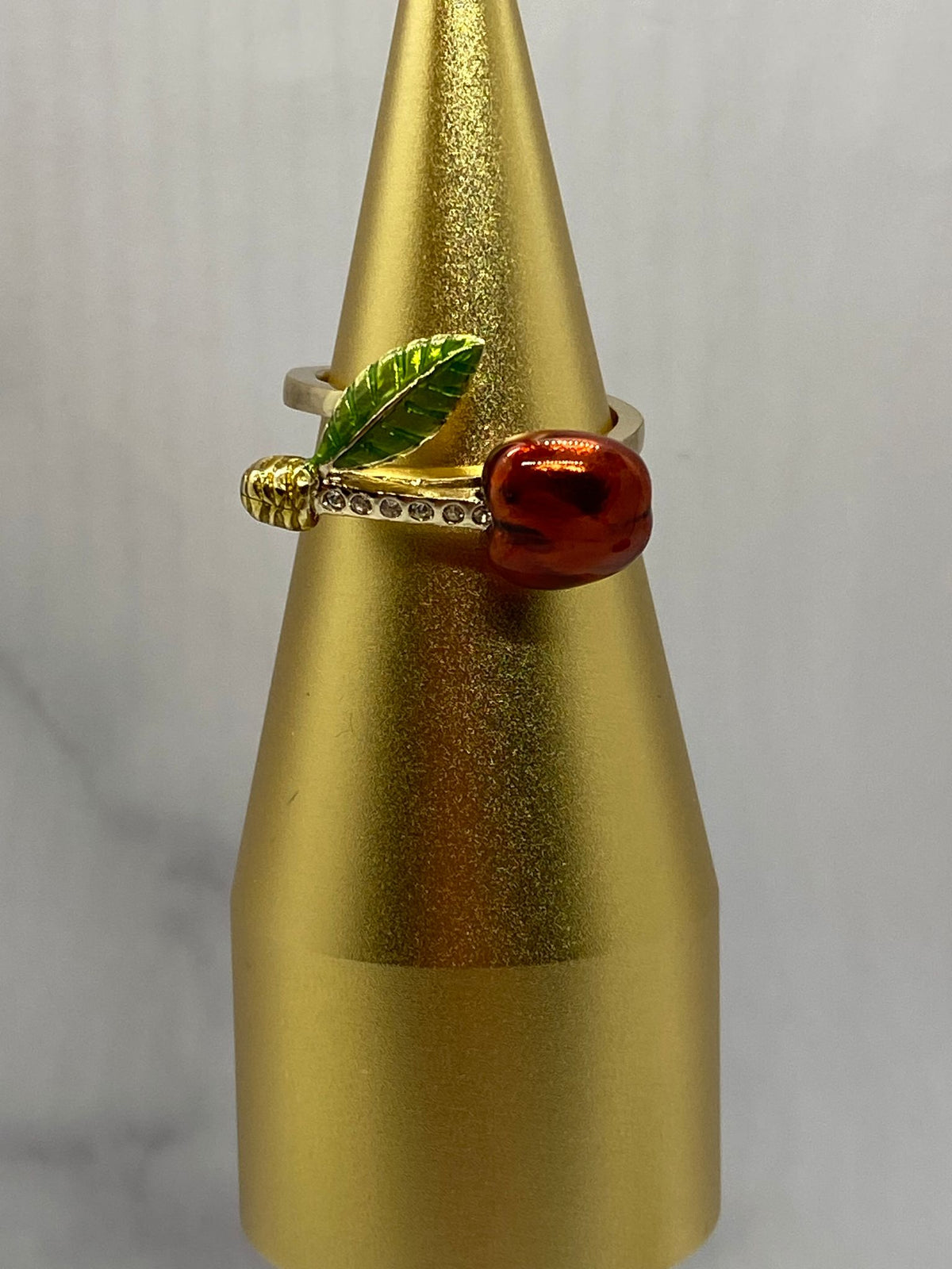 MIU MIU Cherry Rhinestone Ring Size 7 M - Pre owned