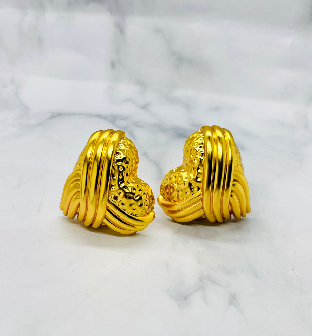 YSL YVES SAINT LAURENT Brass Clip On Heart Earrings - Pre owned