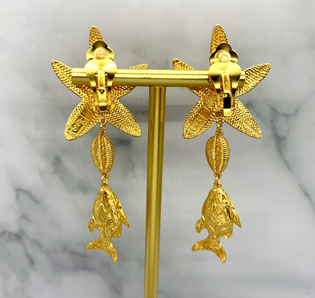 YSL YVES SAINT LAURENT Star Fish Pendant Earrings - Pre owned