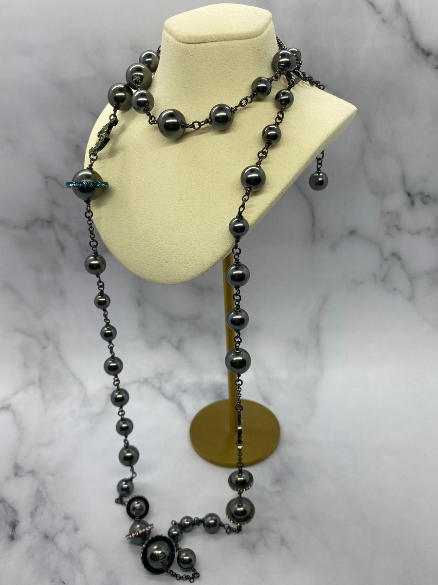 CHANEL CC Black Orb Galaxy Rhinestone Necklace - Pre owned