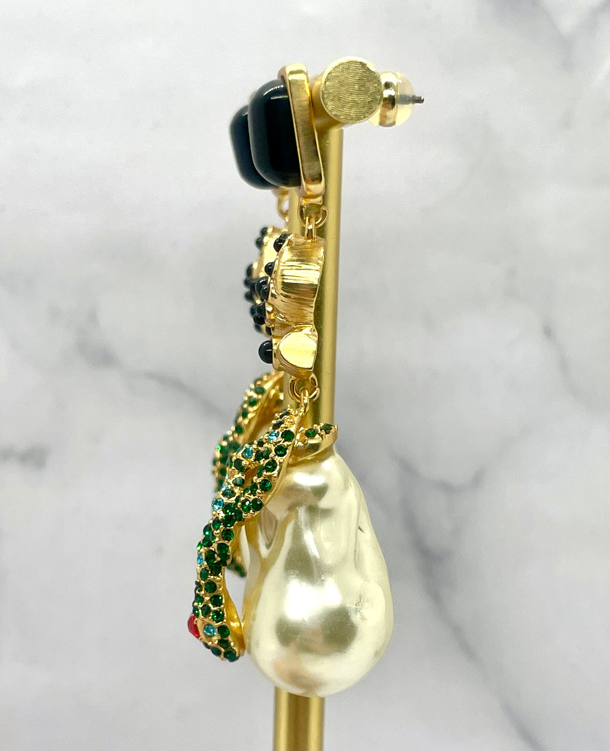 SCHIAPARELLI Water Pearl Rhinestone Pendant Earrings - Pre owned