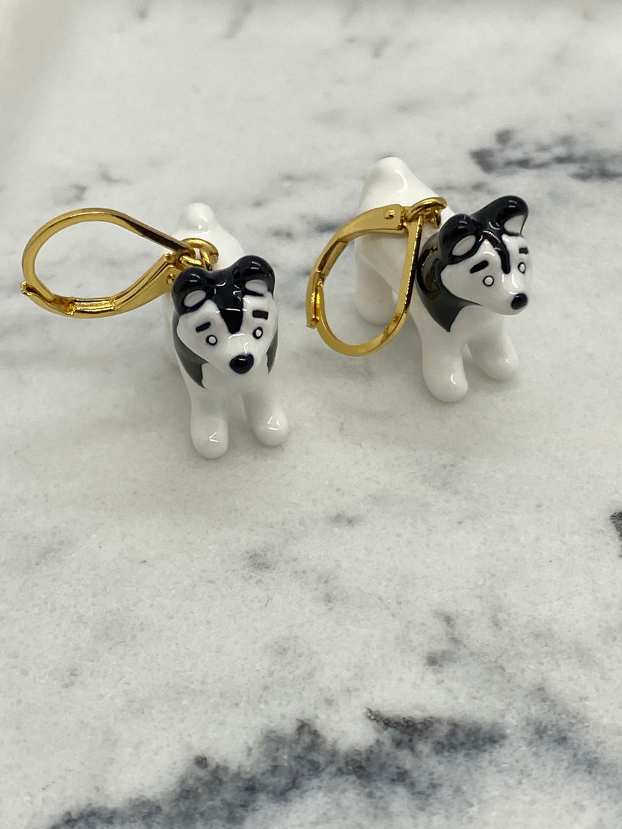 CELINE Wolf Dog Charm Earrings - Pre owned