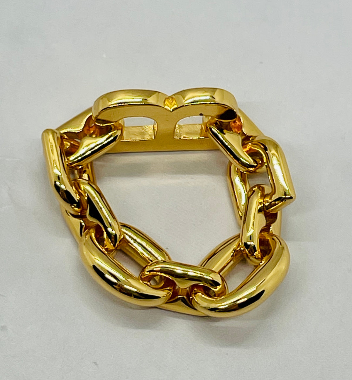 BALENCIAGA B Gold Tone Chain Ring size 7 - Pre owned