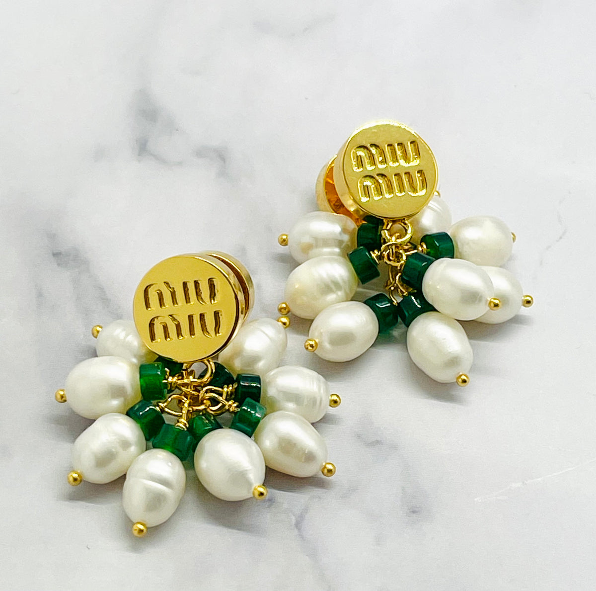 MIU MIU Pearl Cluster Pendant Earrings - Pre owned