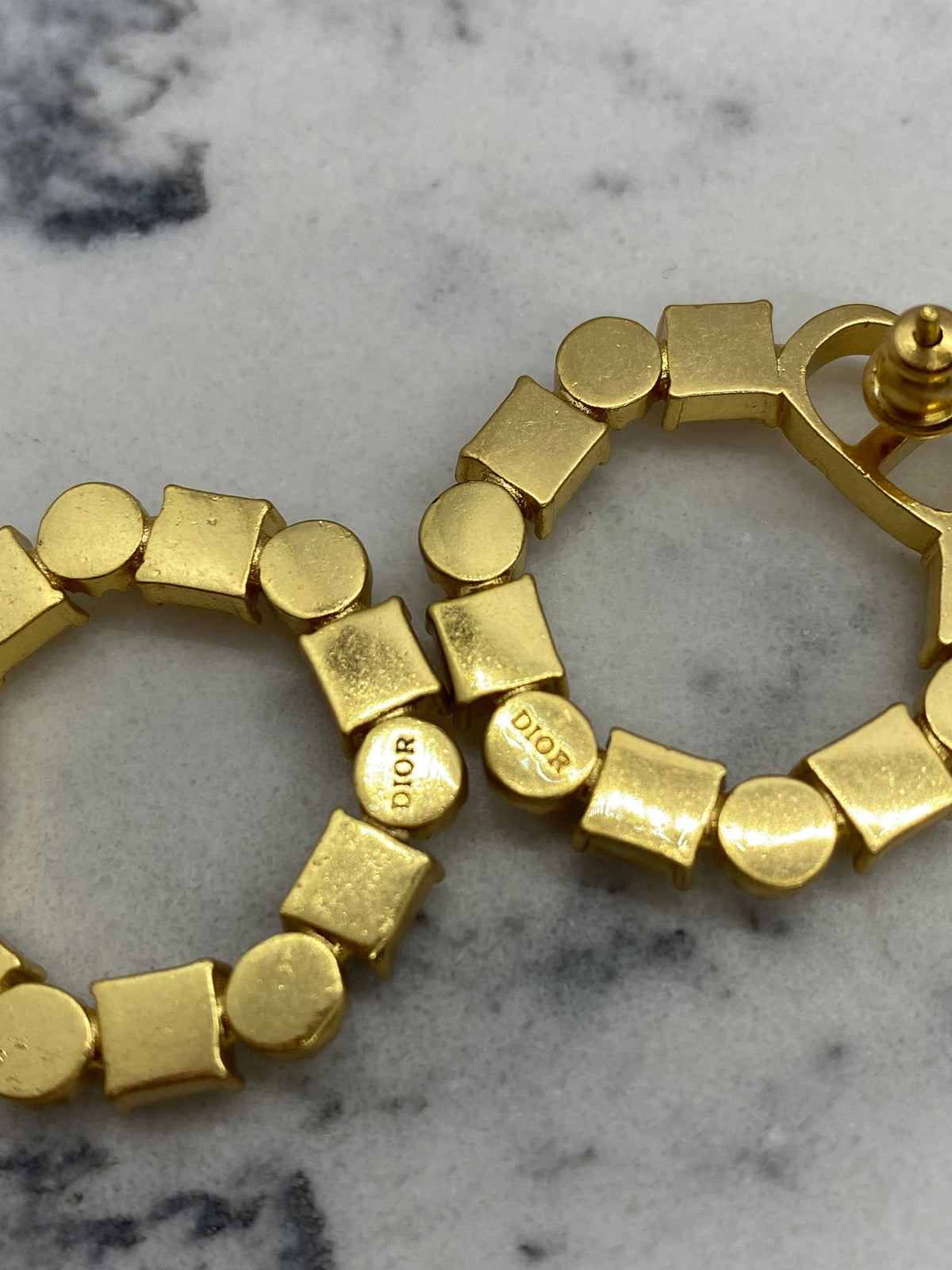 CHRISTIAN DIOR Rhinestone Hoop Earrings - Pre owned