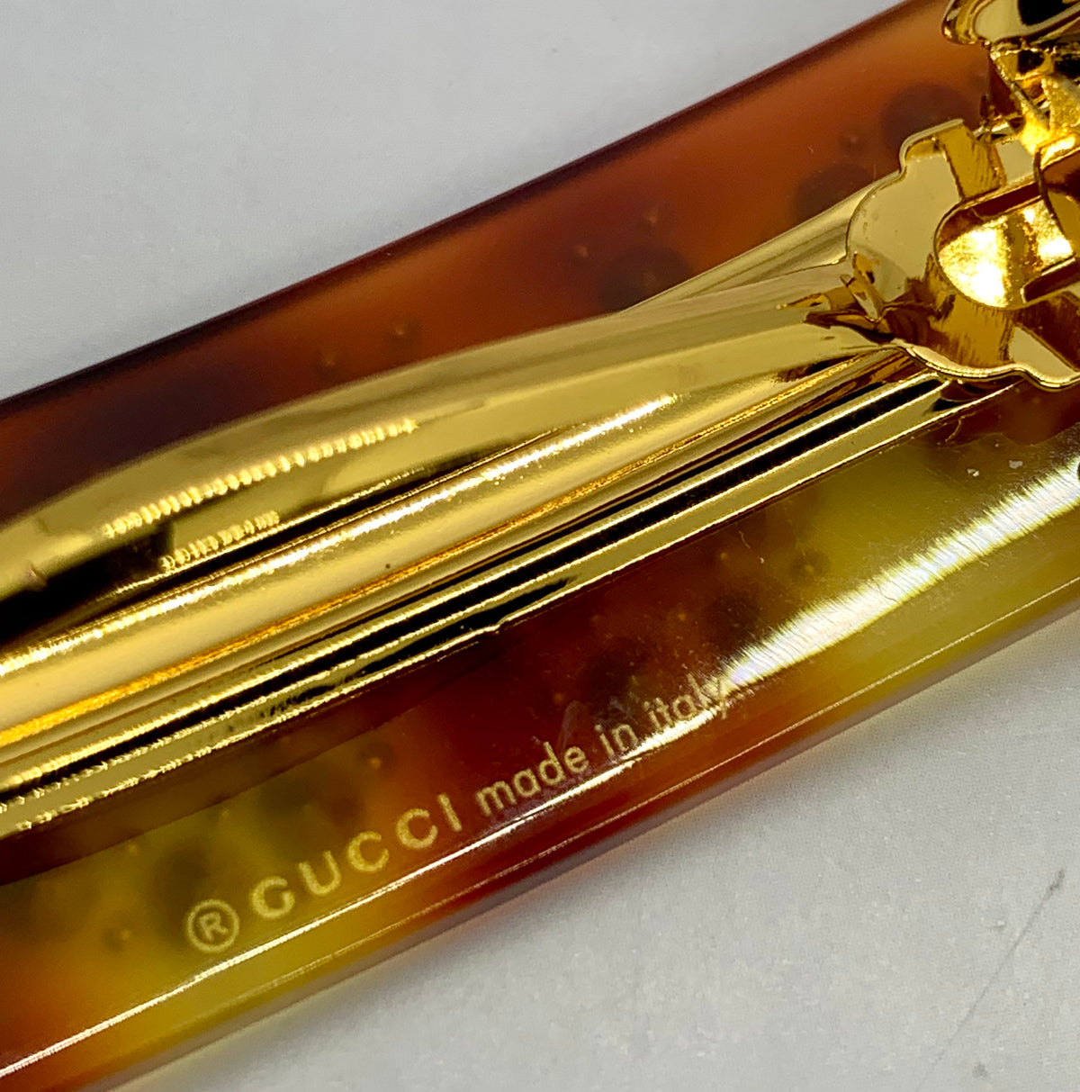 GUCCI Tortoise Rhinestone Barrette Hair Clip - Pre owned