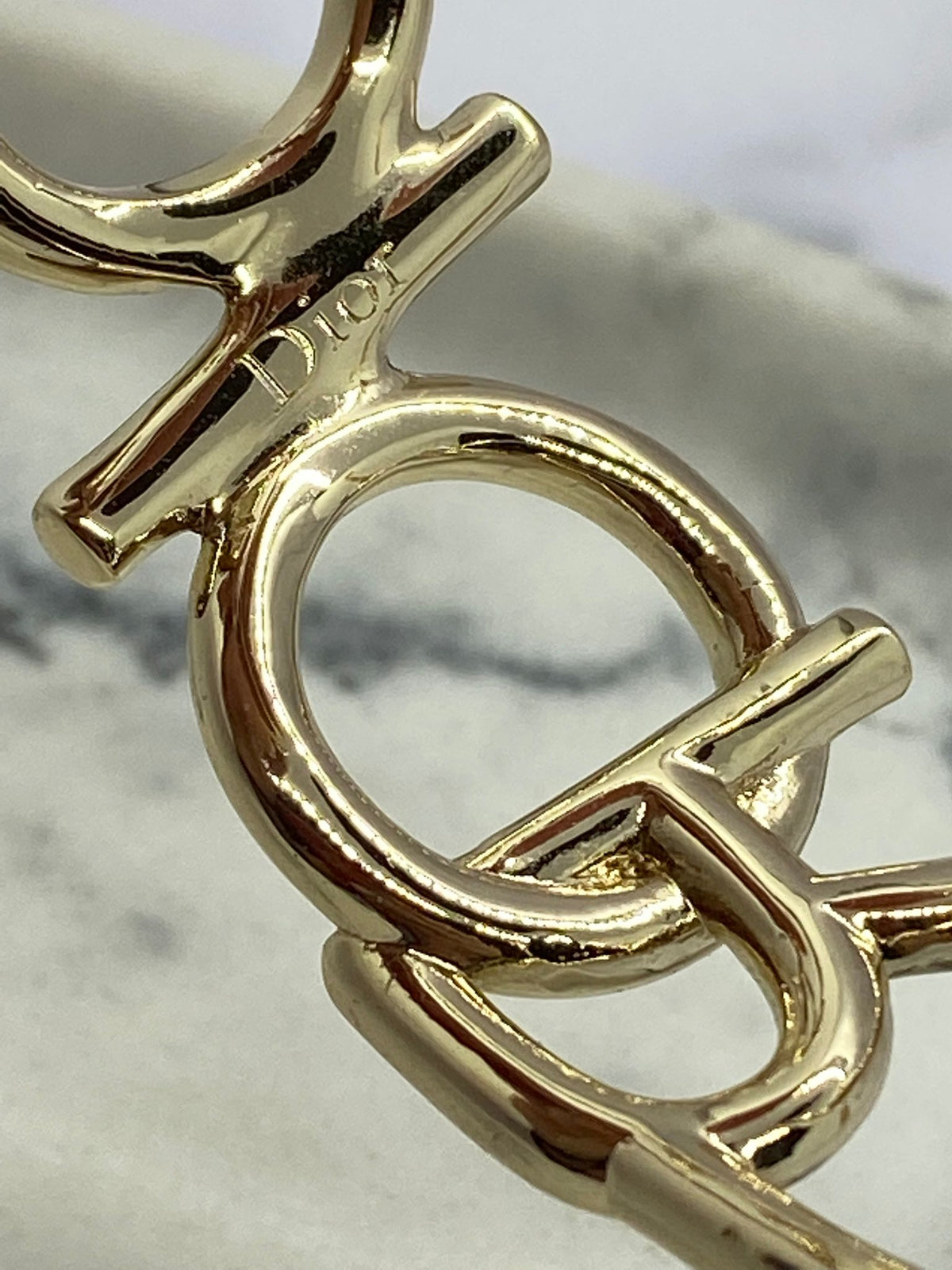CHRISTIAN DIOR Silver Tone Monogram Cuff Bracelet - Pre owned