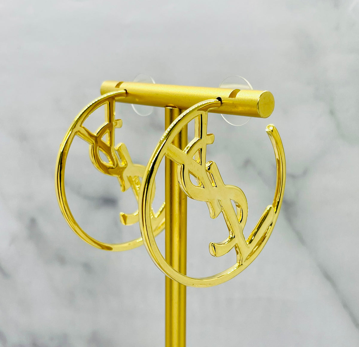 YSL YVES SAINT LAURENT Monogram Hoop Earrings - Pre owned