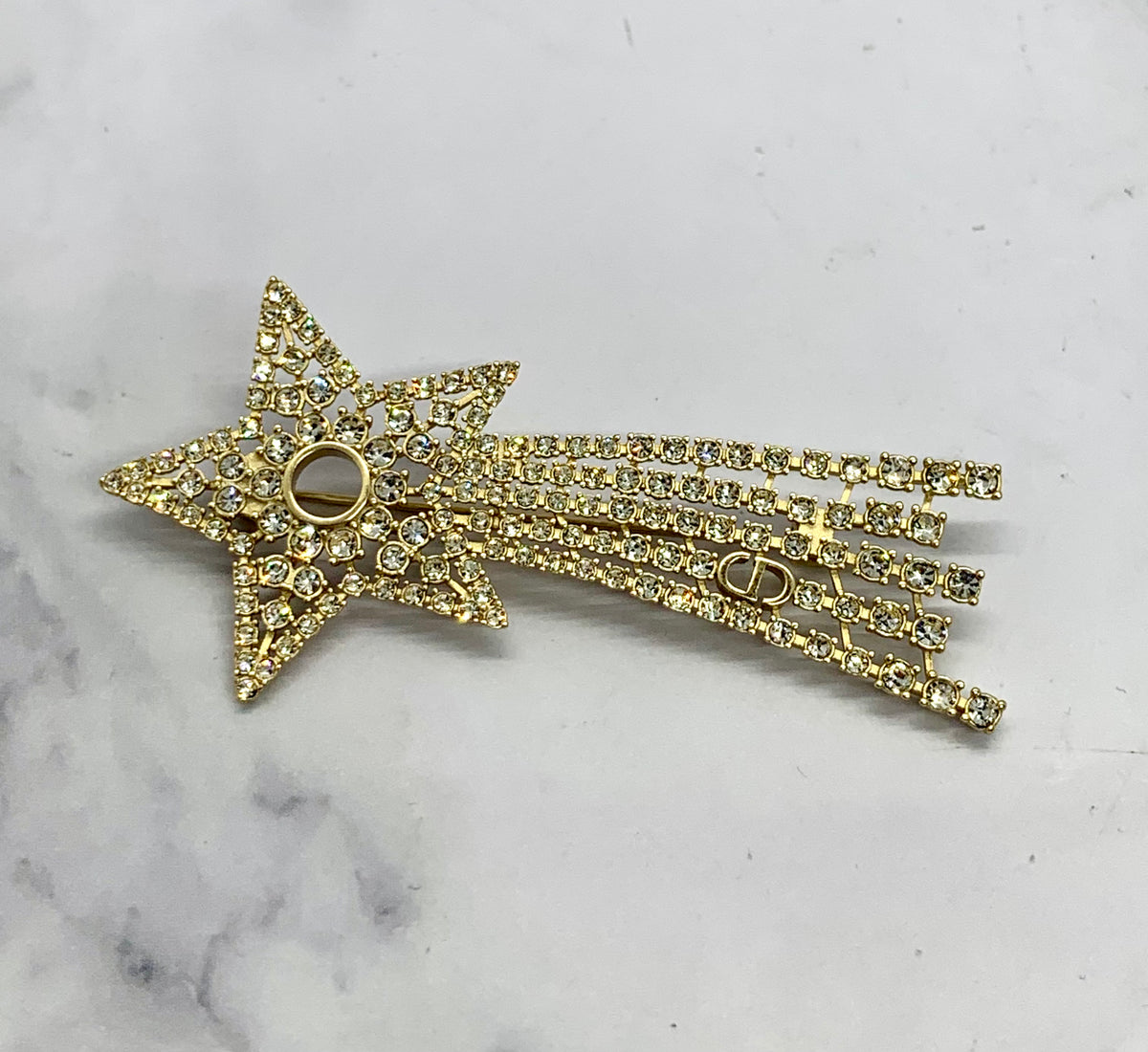 CHRISTIAN DIOR CD Rhinestone Shooting Star Brooch Pin - Pre owned