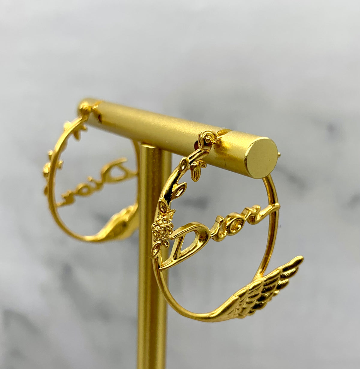 CHRISTIAN DIOR Wing Hoop Earrings - Pre owned