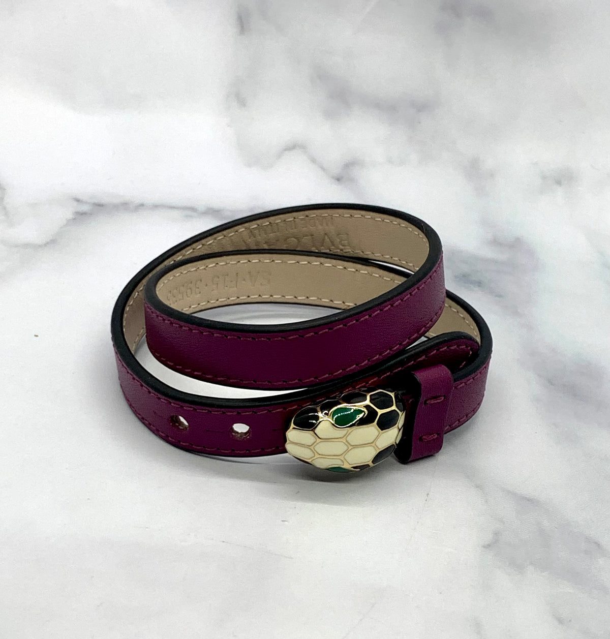 BVLGARI Purple Leather Snake Bracelet - Pre owned