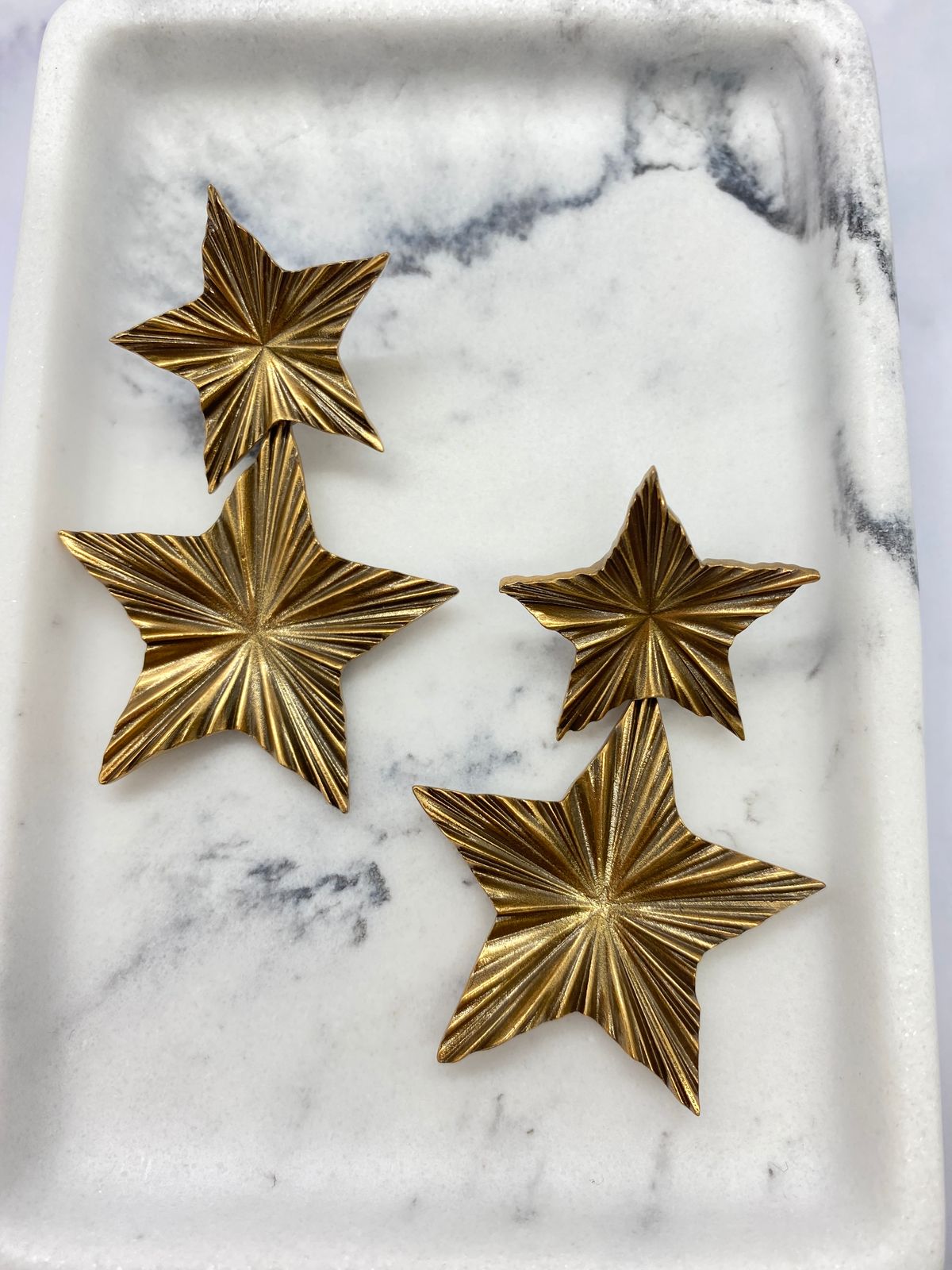 YSL YVES SAINT LAURENT Brass Tone Double Star Earrings - Pre owned