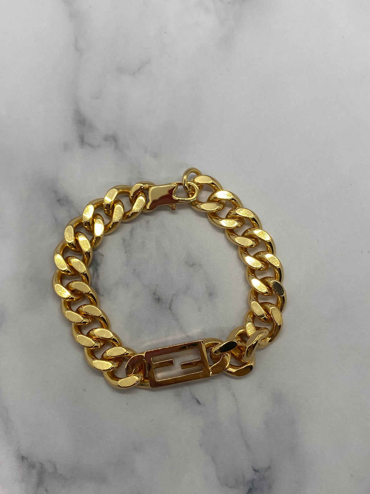 FENDI FF Gold Tone Chain Bracelet - Pre owned