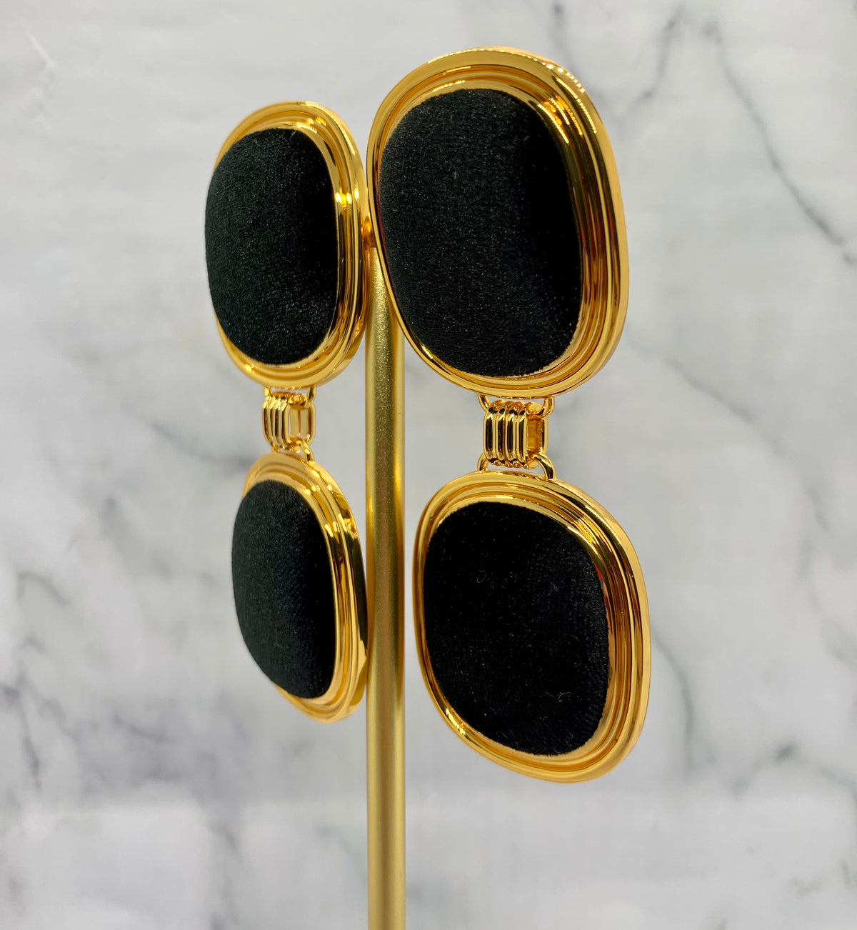 YSL YVES SAINT LAURENT Black Velvet ClipOn Earrings - Preowned