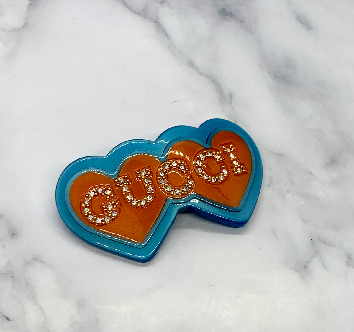 GUCCI Hearts Rhinestone Hair Clip Barrette - Pre owned