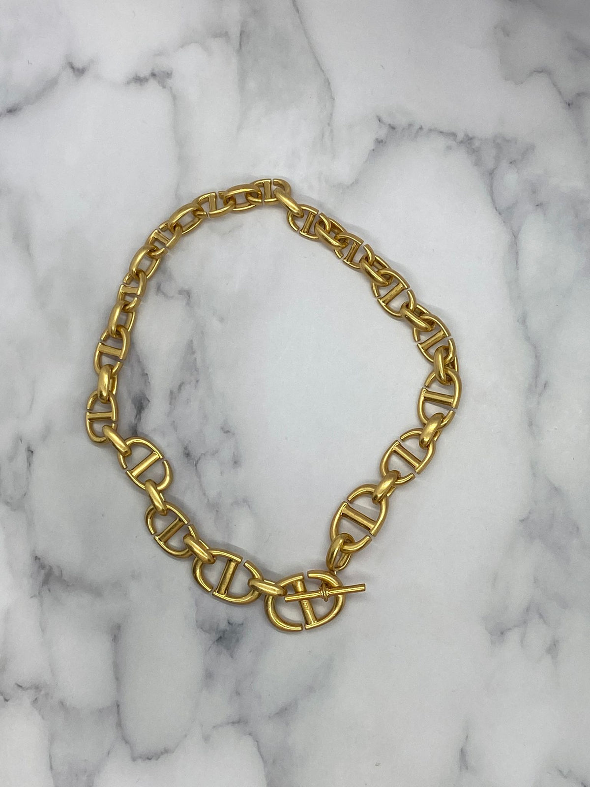 CHRISTIAN DIOR CD Gold Tone Chain Necklace - Pre owned