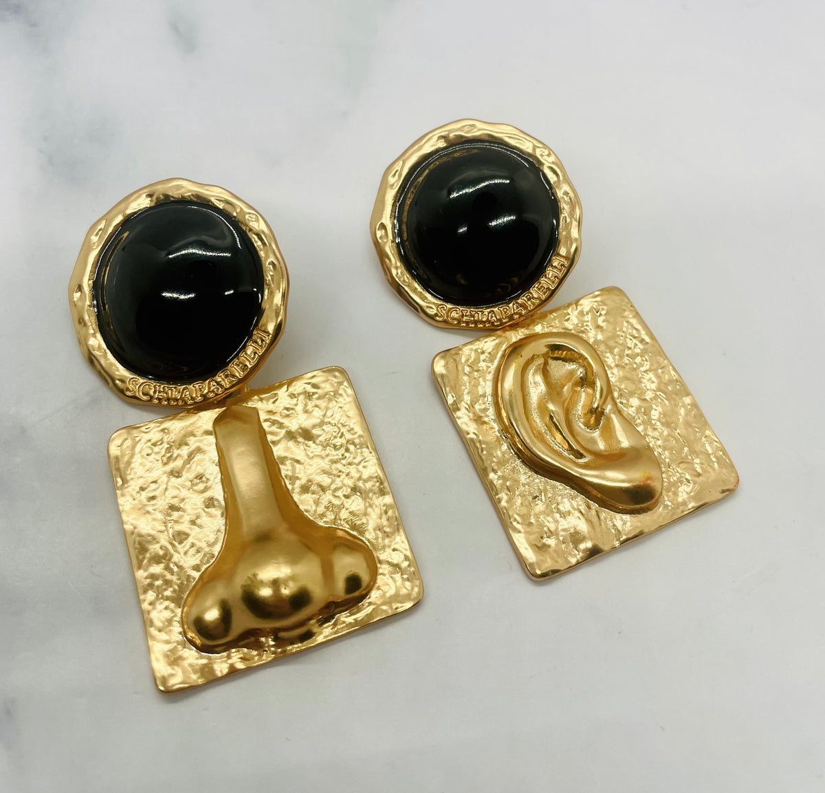SCHIAPARELLI Onyx Statement Earrings - Pre owned