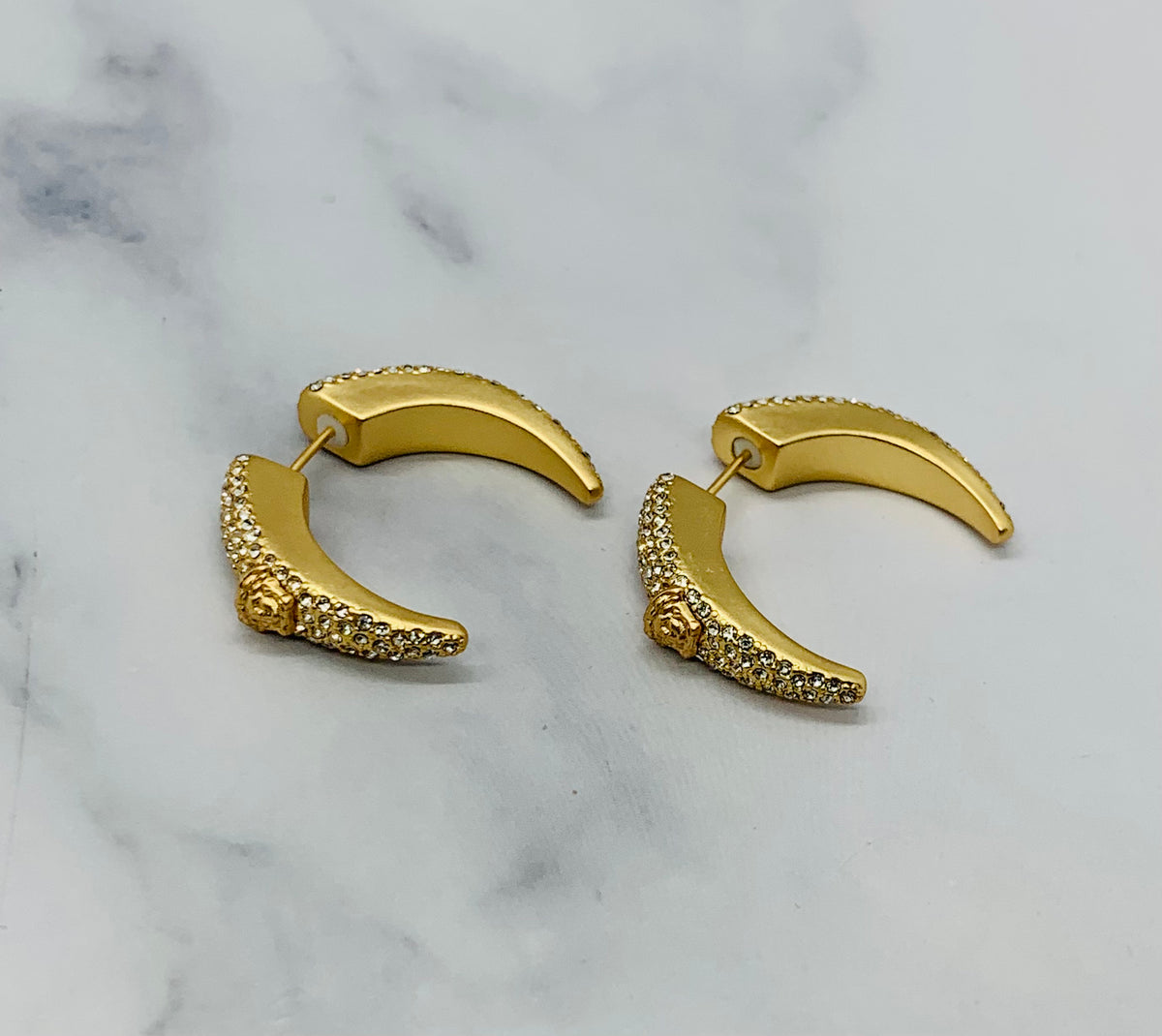 VERSACE Rhinestone Horn Earrings - Pre owned