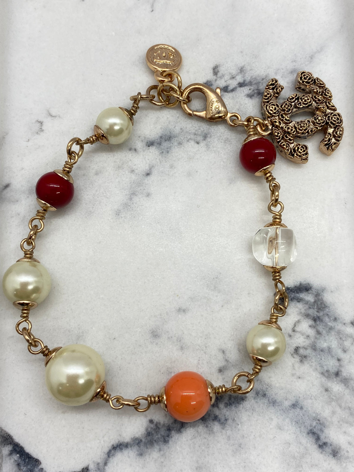 CHANEL CC Vintage Beaded Bracelet - USED