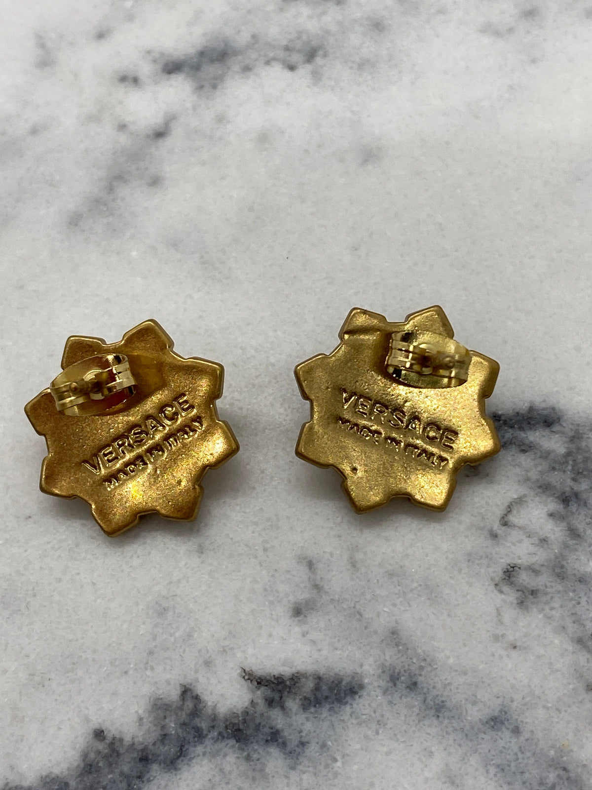 VERSACE Medusa Gold Tone Button Earrings - Pre owned