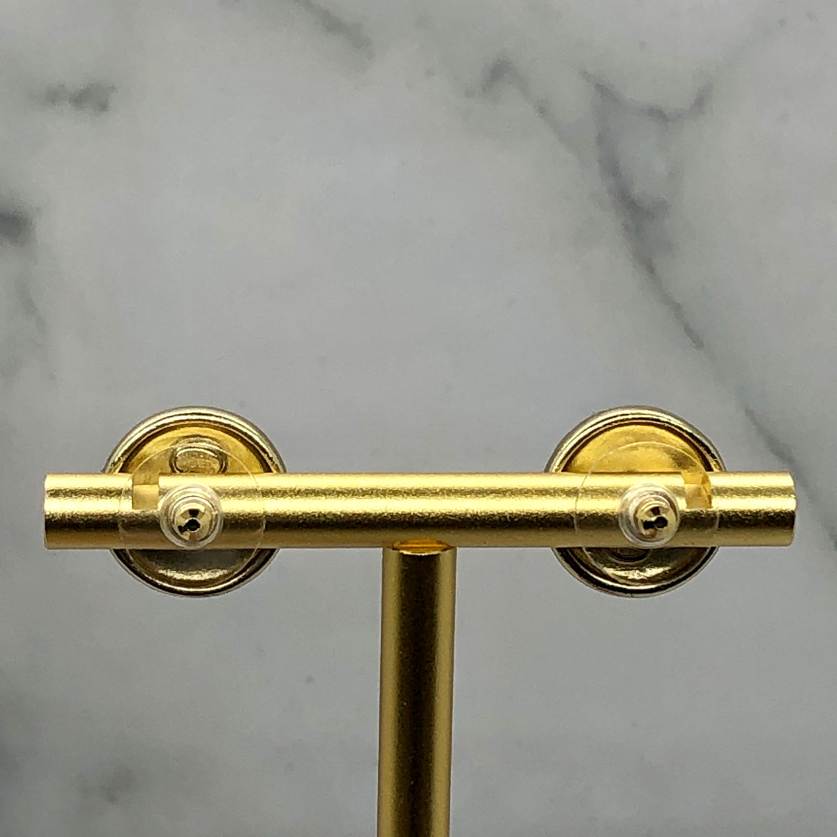CHANEL CC Gold Tone Button Earrings - USED