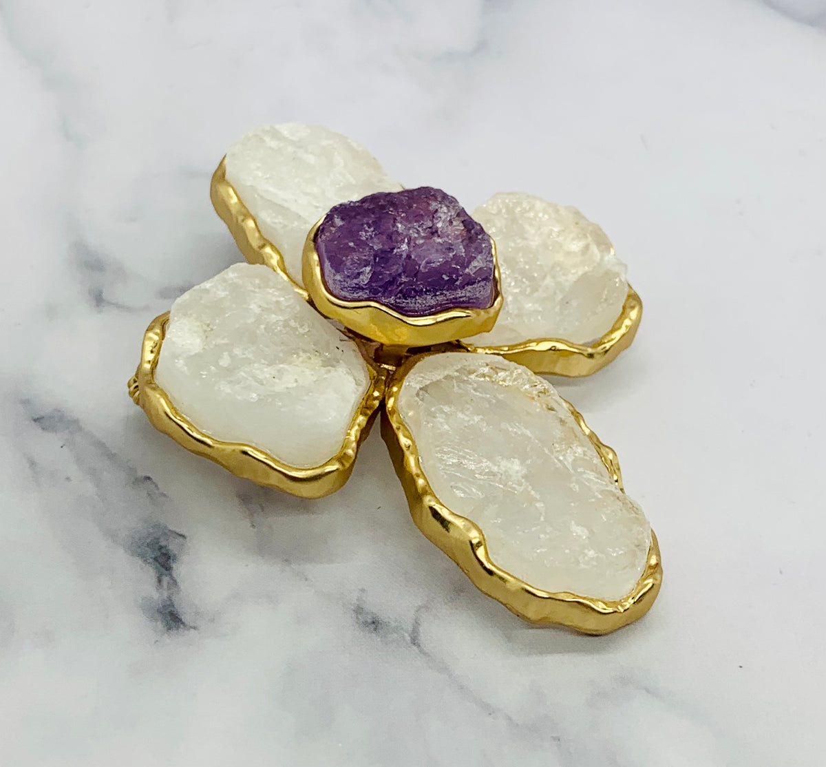 YSL YVES SAINT LAURENT Cabochon Crystal Brooch Pin - Pre owned
