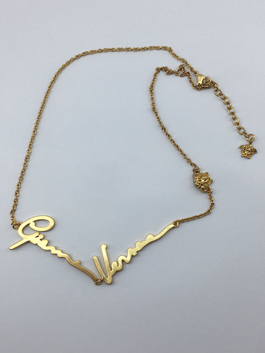VERSACE Signature Gold Tone Chain Necklace - Pre owned