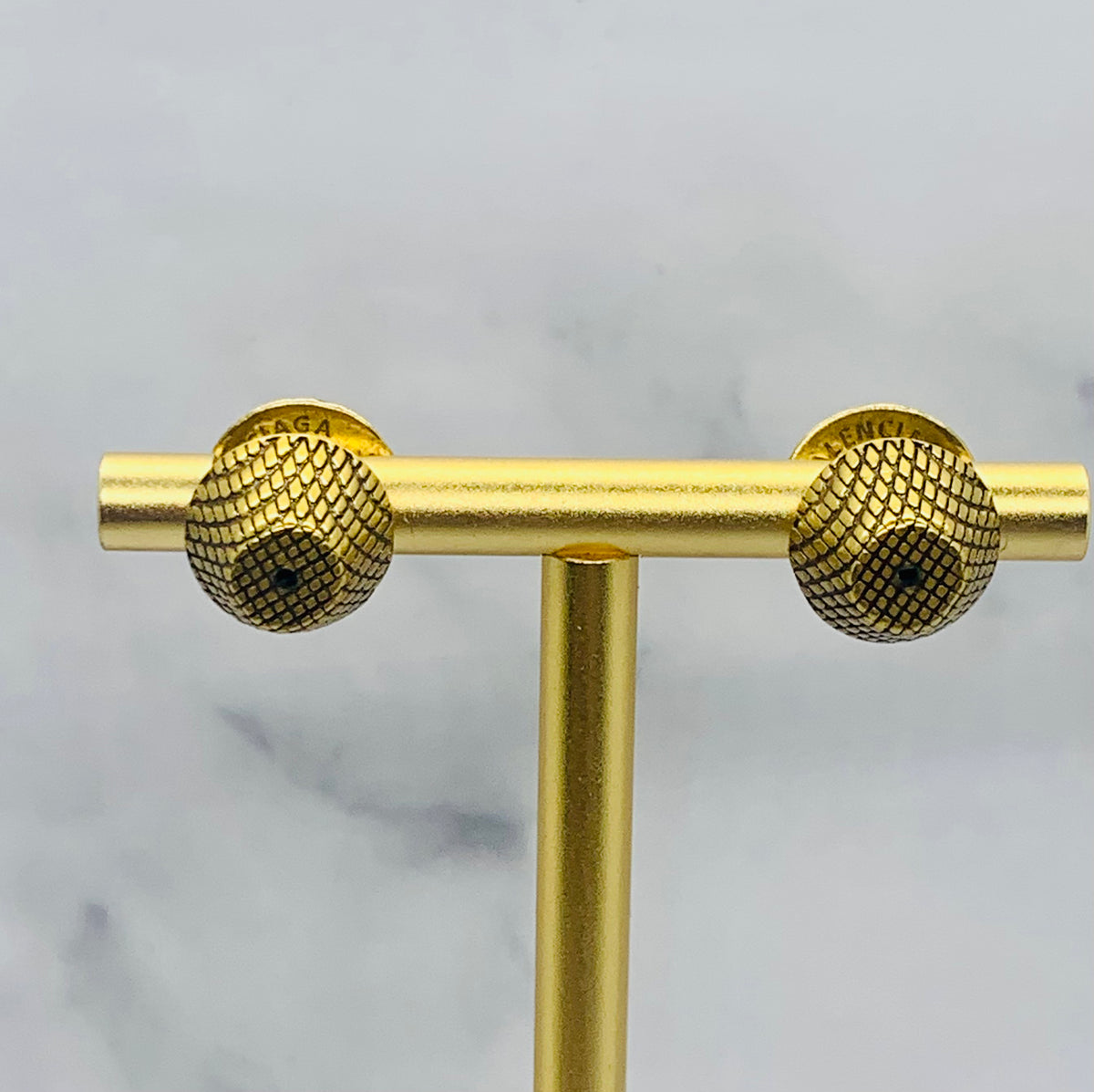 BALENCIAGA Brass Cagole Stud Earrings - Pre owned