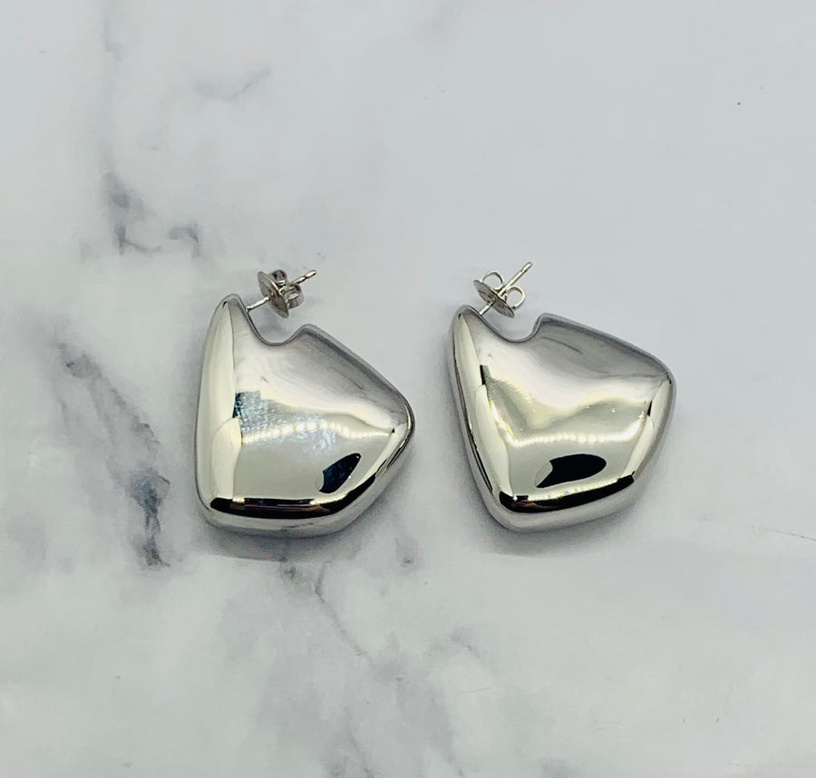 BOTTEGA VENETA Silver Tone Pendant Earrings - Pre owned