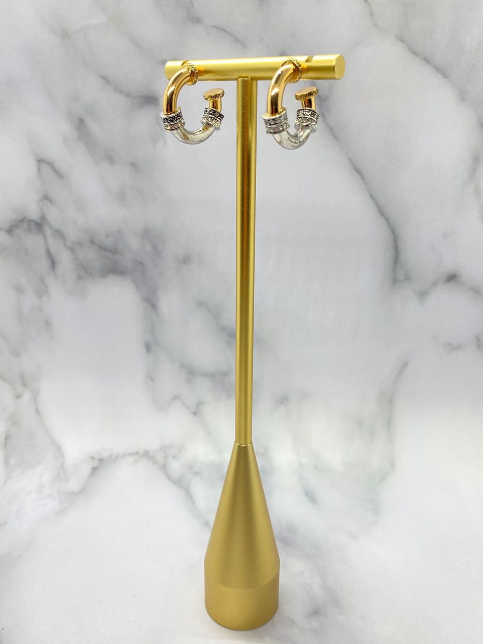 ALEXANDER McQUEEN Gold & Silver Elaborate Hoop Earrings - Pre owned