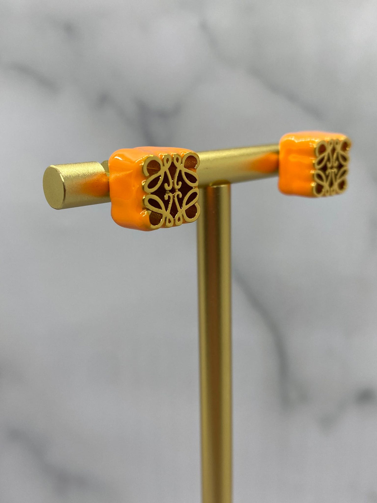 LOEWE Orange Monogram Earrings - Pre owned
