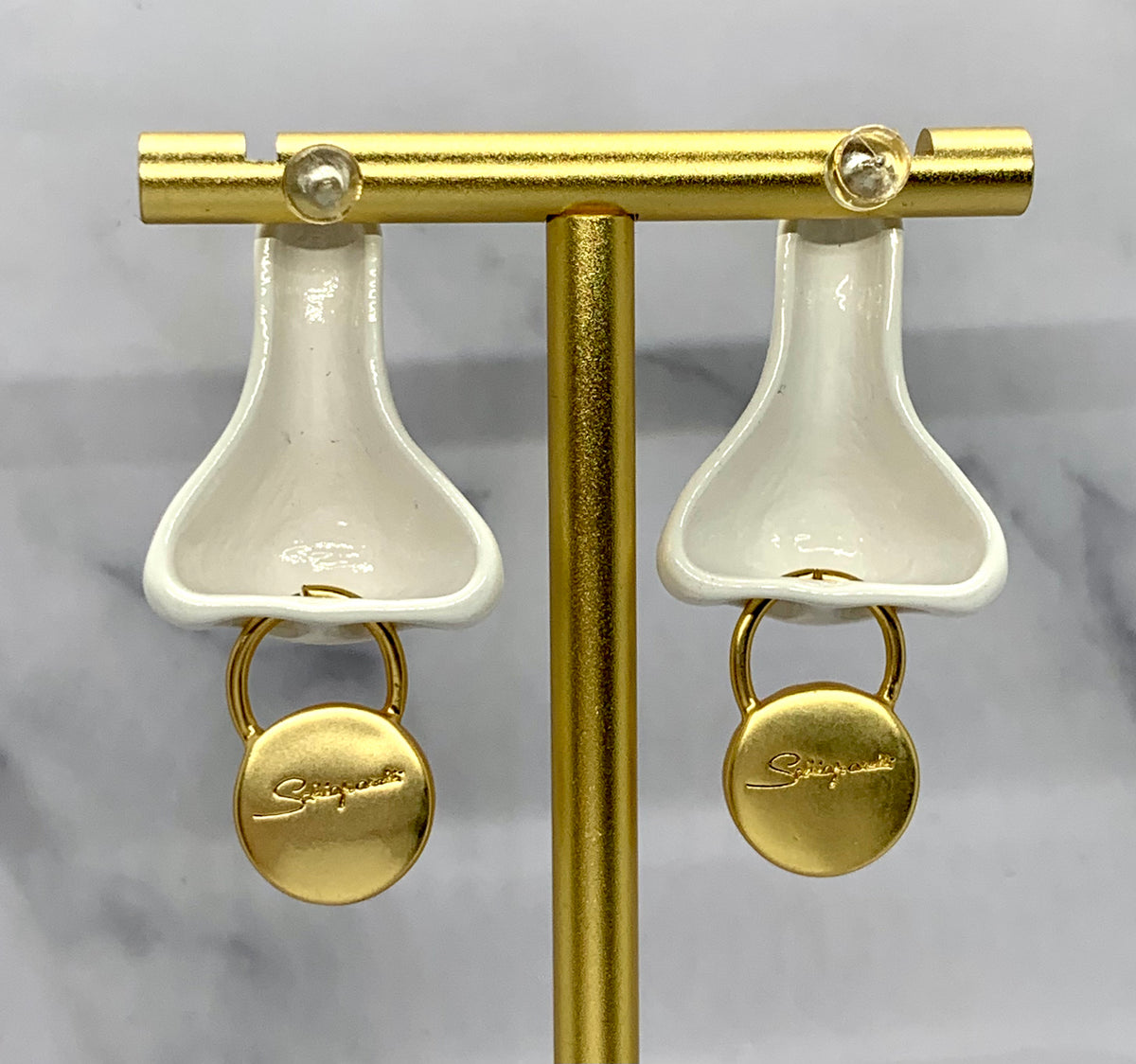 SCHIAPARELLI Statement Pierced Nose Pendant Earrings - Pre owned