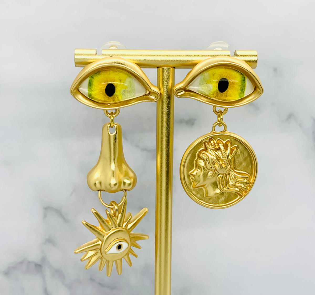 SCHIAPARELLI Statement Pendant Eye Earrings - Pre owned